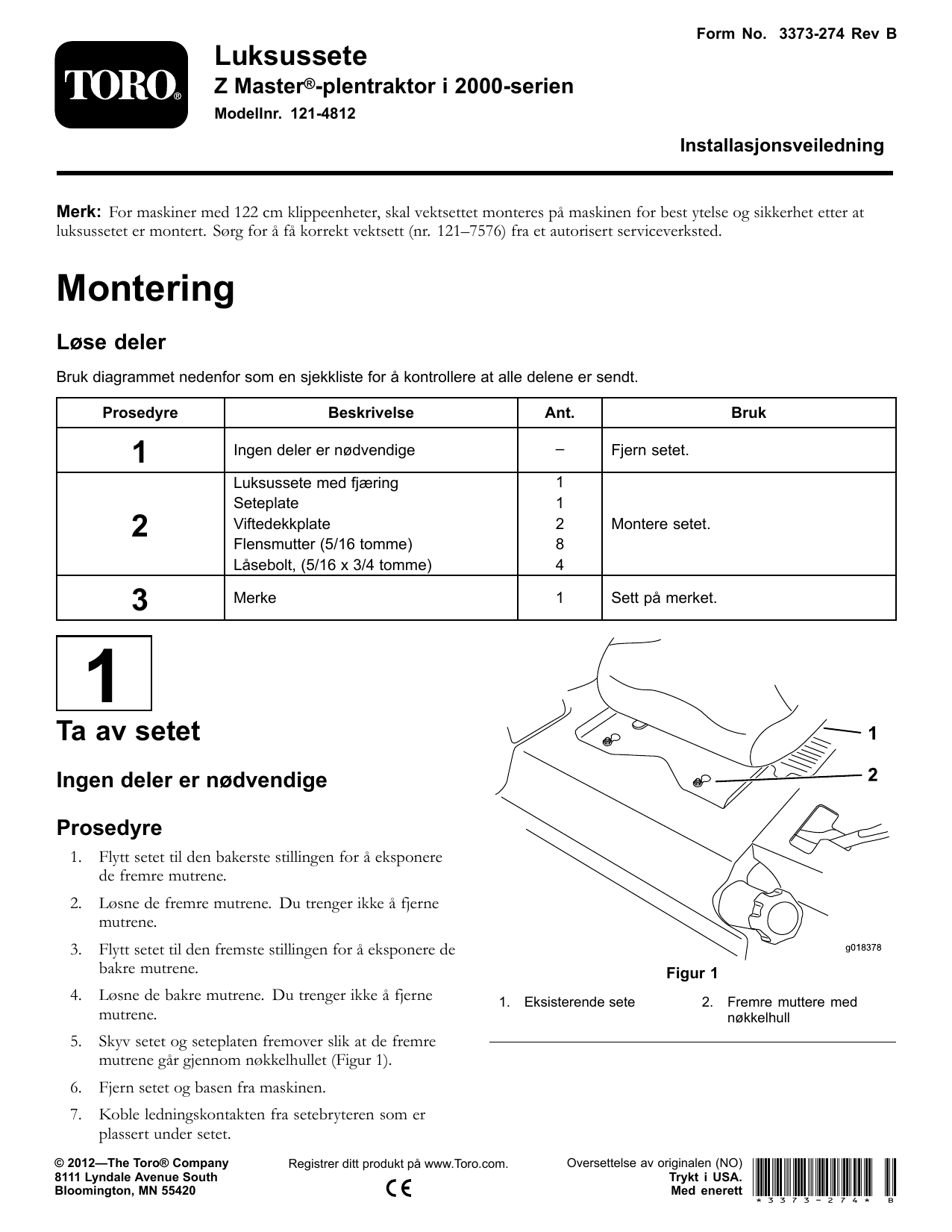 Toro Deluxe Seat Kit, Z Master 2000 Series Riding Mower Attachment