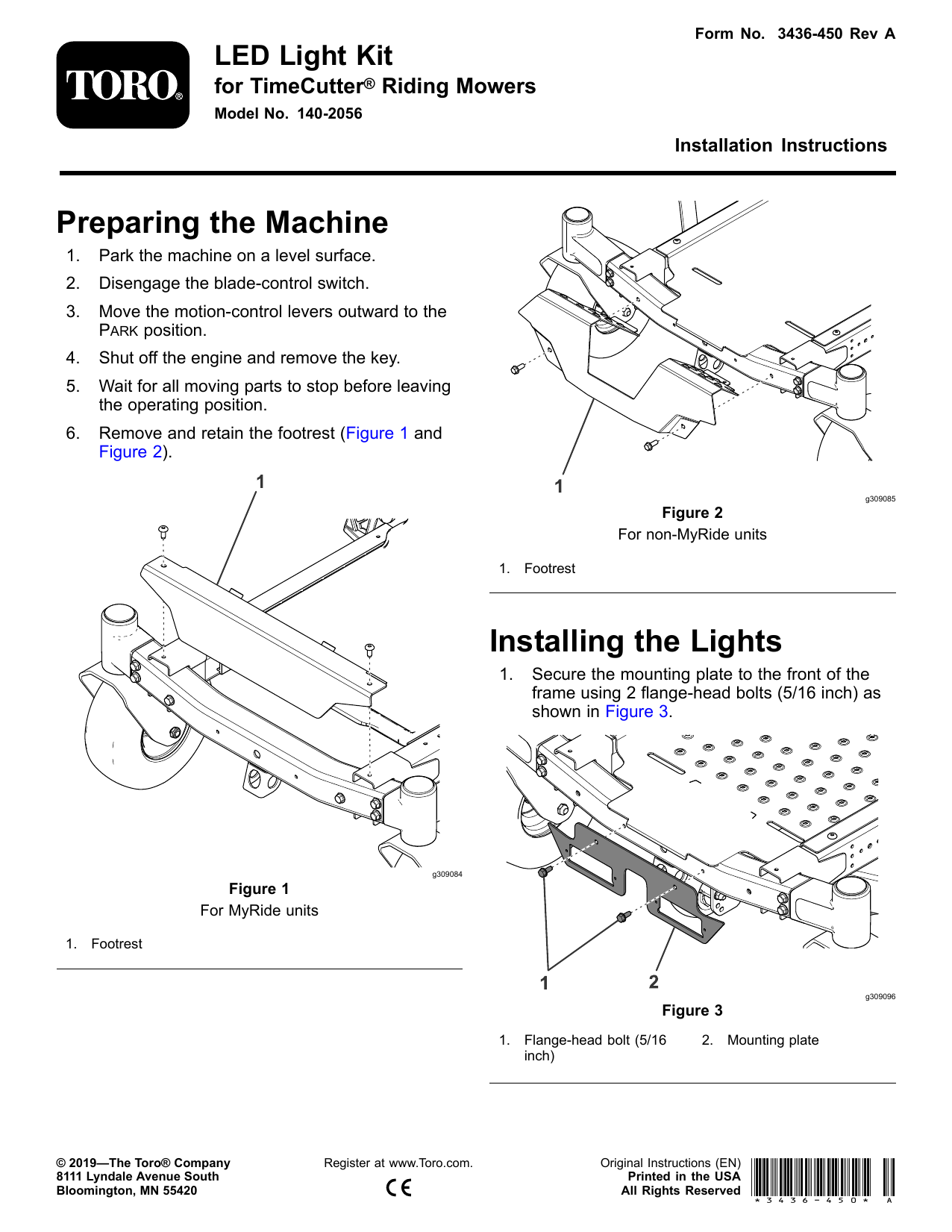 Toro LED Light Kit, TimeCutter Riding Mower Installation guide Manualzz