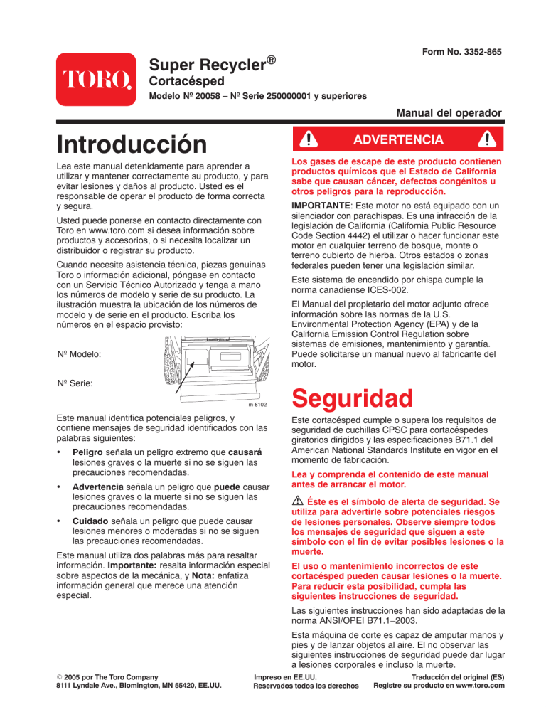 Toro Super Recycler Manual