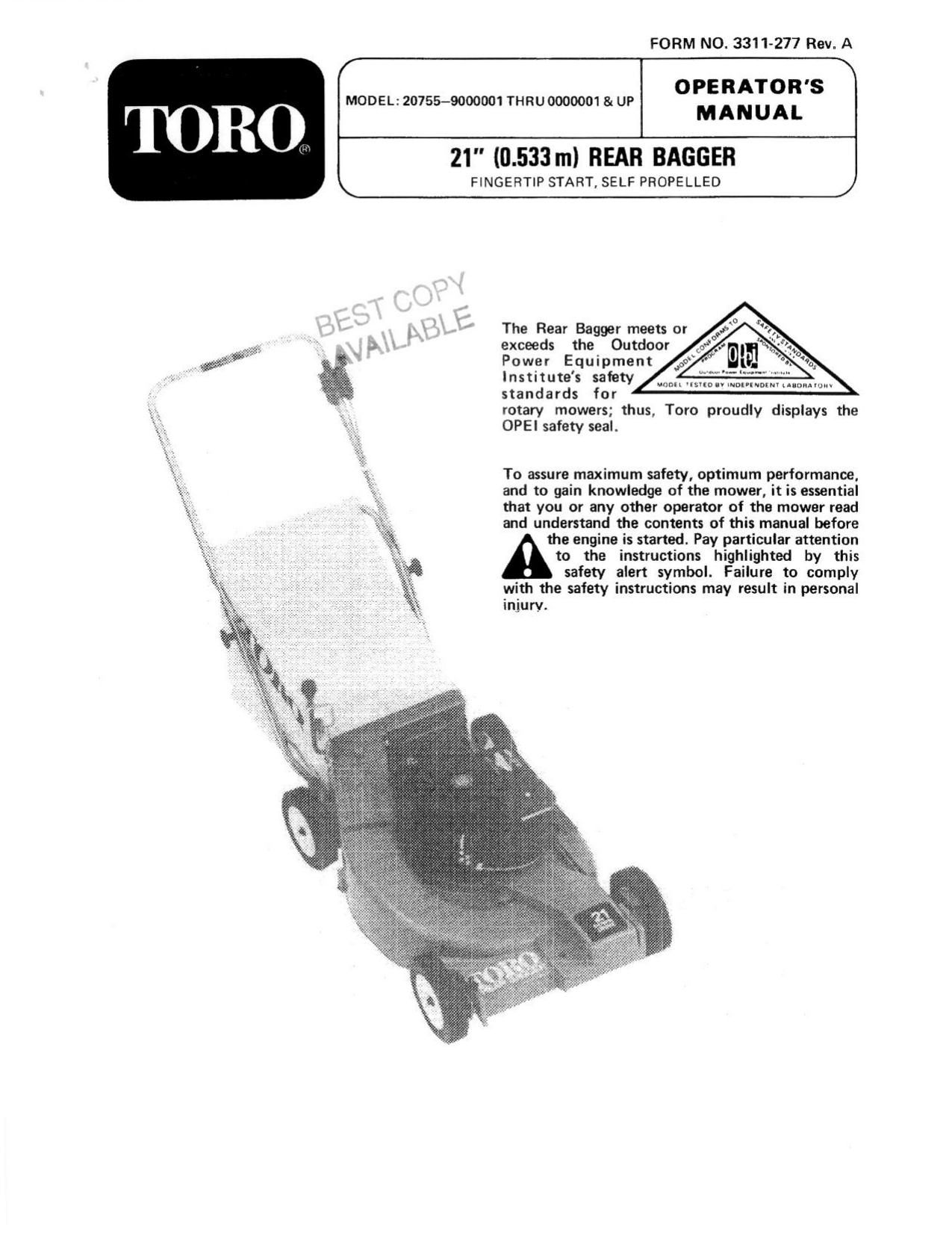 Toro Lawnmower User manual Manualzz
