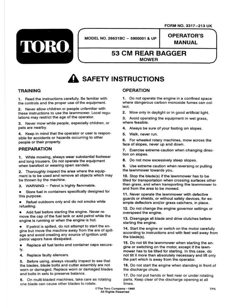 Toro Self Propelled Lawn Mower Repair Manual