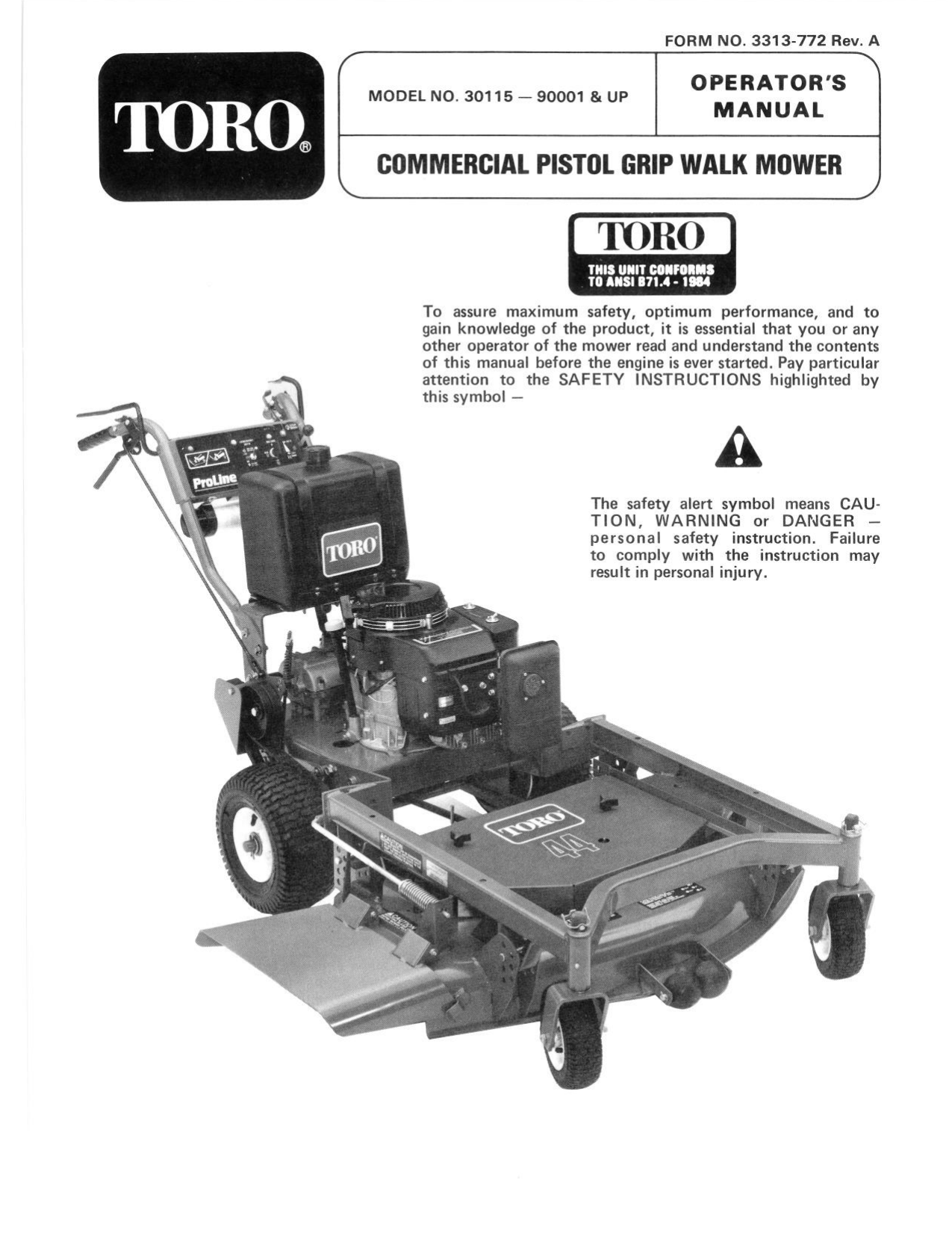 Toro Mid-Size Proline Gear Traction Unit, 12.5 hp Walk Behind Mower ...
