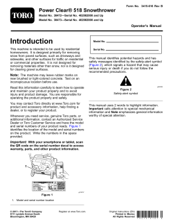 Toro Power Clear 518 ZE Snowthrower - User manual