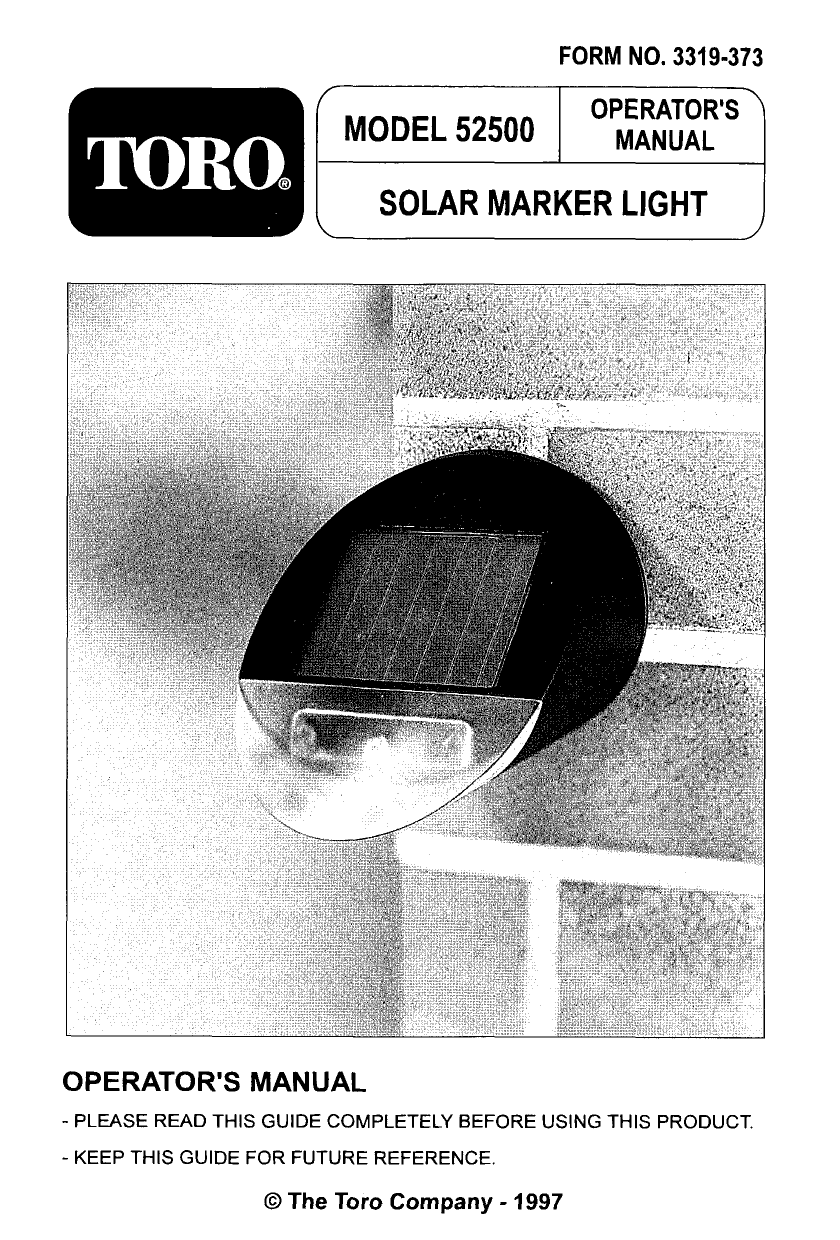 Toro Solar Marker Light User Manual Manualzz