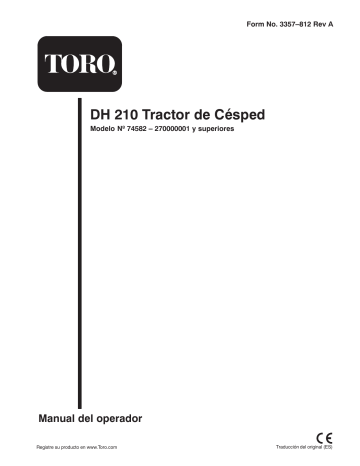 Toro DH 210 Lawn Tractor Riding Product Manual de usuario | Manualzz