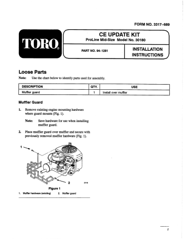 Toro CE Kit For Model 30180 Attachment Installation Instruction | Manualzz
