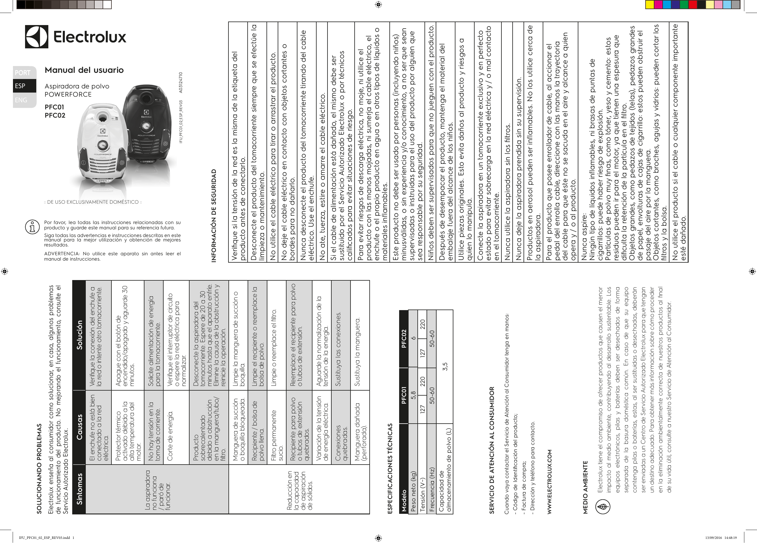 Electrolux PFC02 Manual de usuario | Manualzz