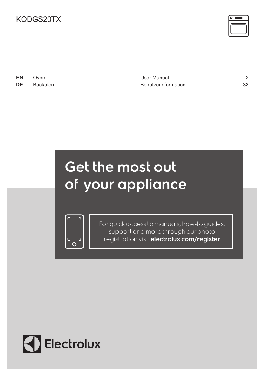 Electrolux KODGS20TX User Manual | Manualzz