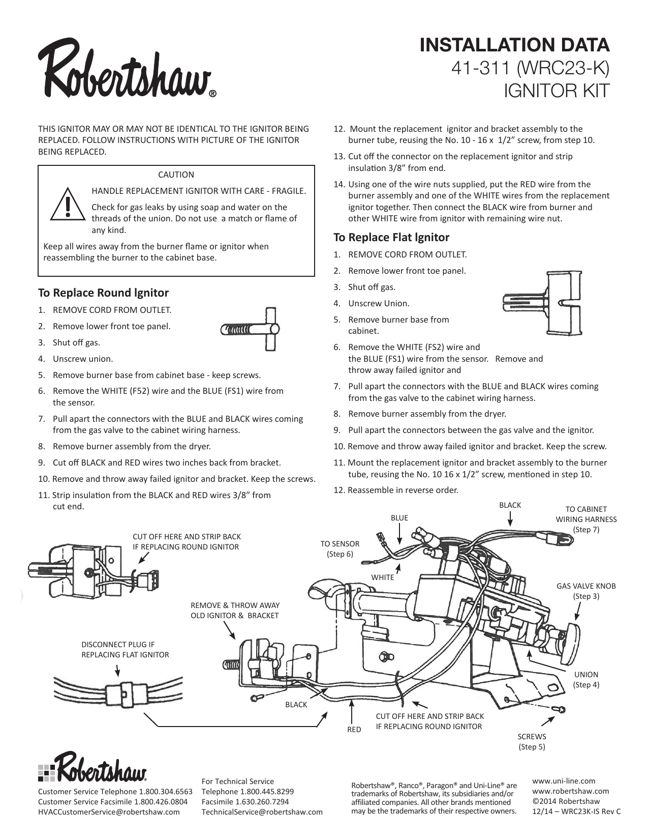 Robertshaw 41 311 Wrc23 K Ignitor Kit User Manual Manualzz