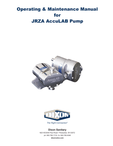 Dixon JRZA AccuLab Series Rotary Lobe Pump I & O Manual | Manualzz