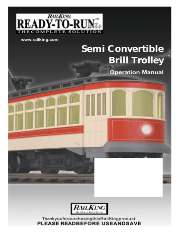 RailKing 30-4062-1 Brill Semi-Convertible Trolley R-T-R Train Set Operator’s Manual | Manualzz