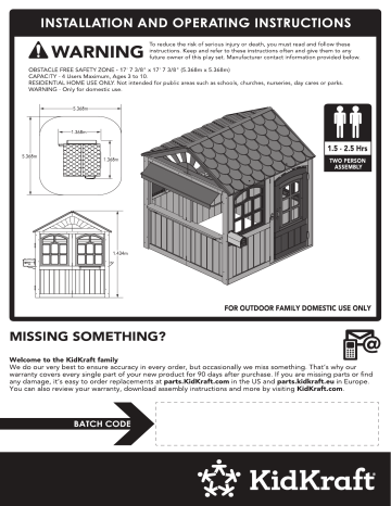 KidKraft Garden View Outdoor Playhouse Assembly Instruction | Manualzz