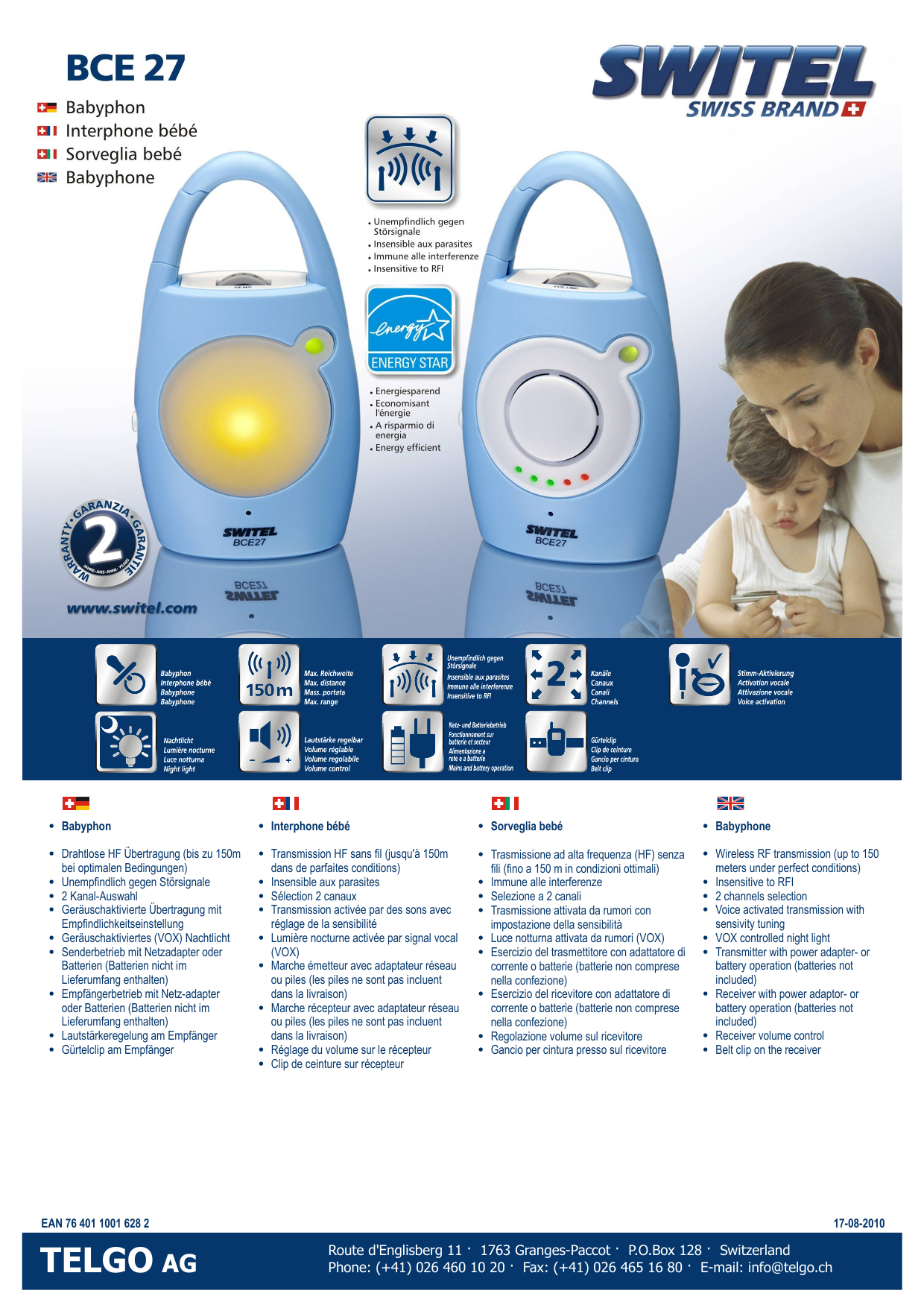 Switel e27 Babyphone Bedienungsanleitung Manualzz