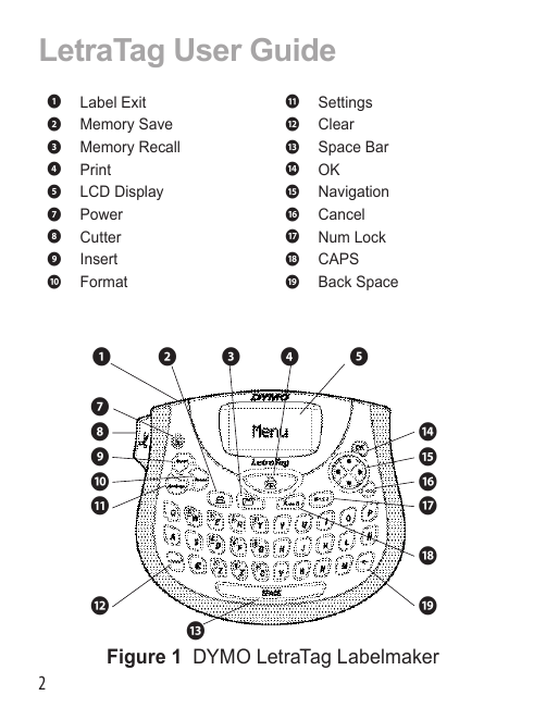 Dymo letratag label maker user manual diagram