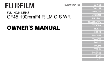 Fujifilm GF45-100mmF4 R LM OIS WR Brukermanual | Manualzz