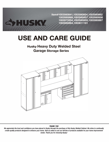 Husky HTC922041 9-Piece Heavy Duty Welded Steel Garage Storage System installation Guide | Manualzz