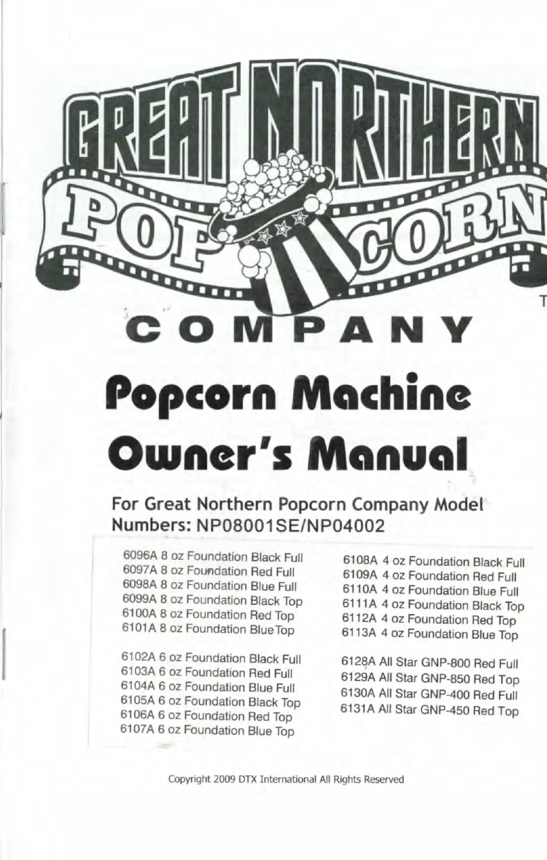 Great Northern All Star GNP-850 8 oz. Red Popcorn Machine