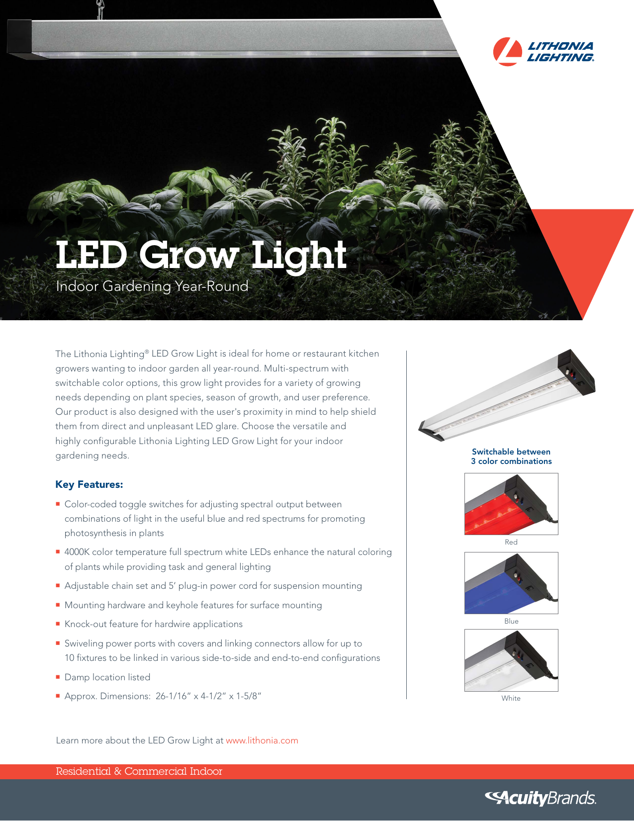 29-Watt Silver Integrated LED Grow Light FREE SHIP Lithonia Lighting GRWL 2 ft 