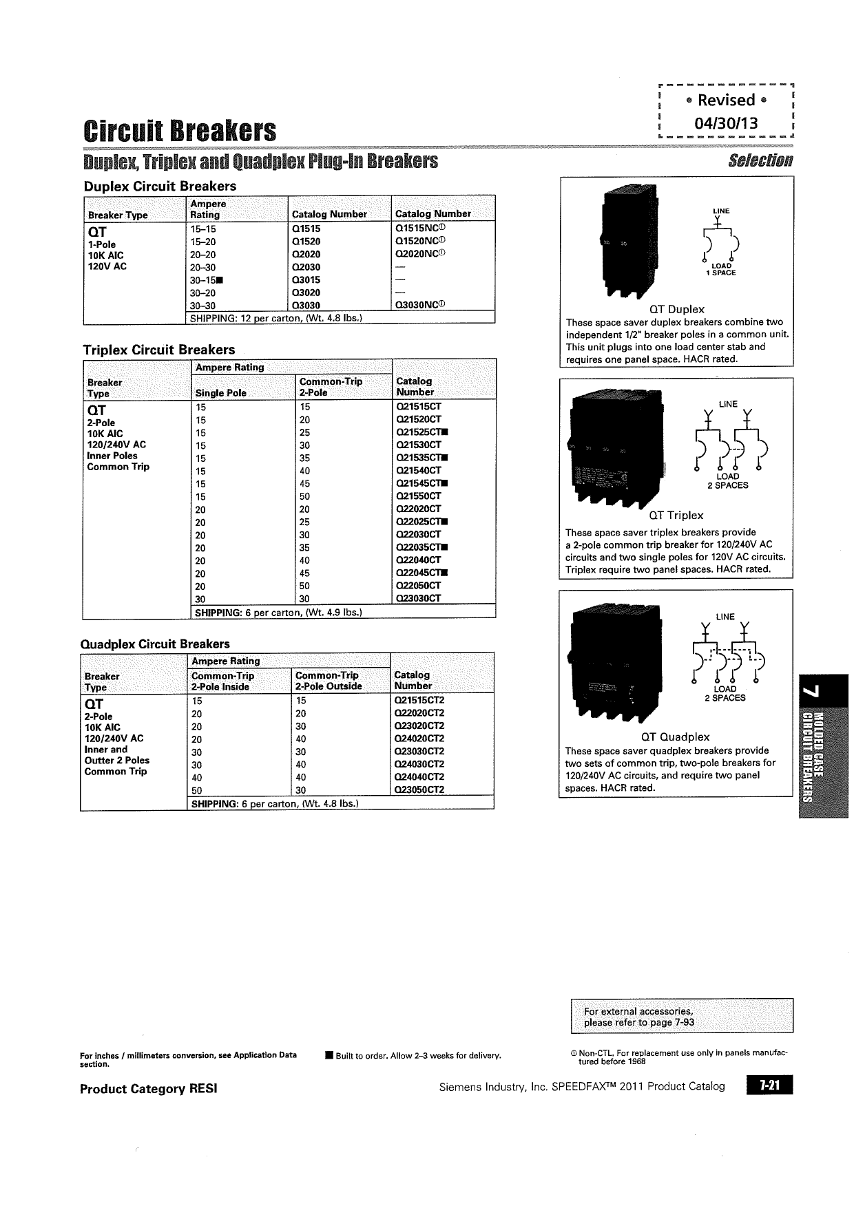 Siemens Qt Breaker Compatibility Chart