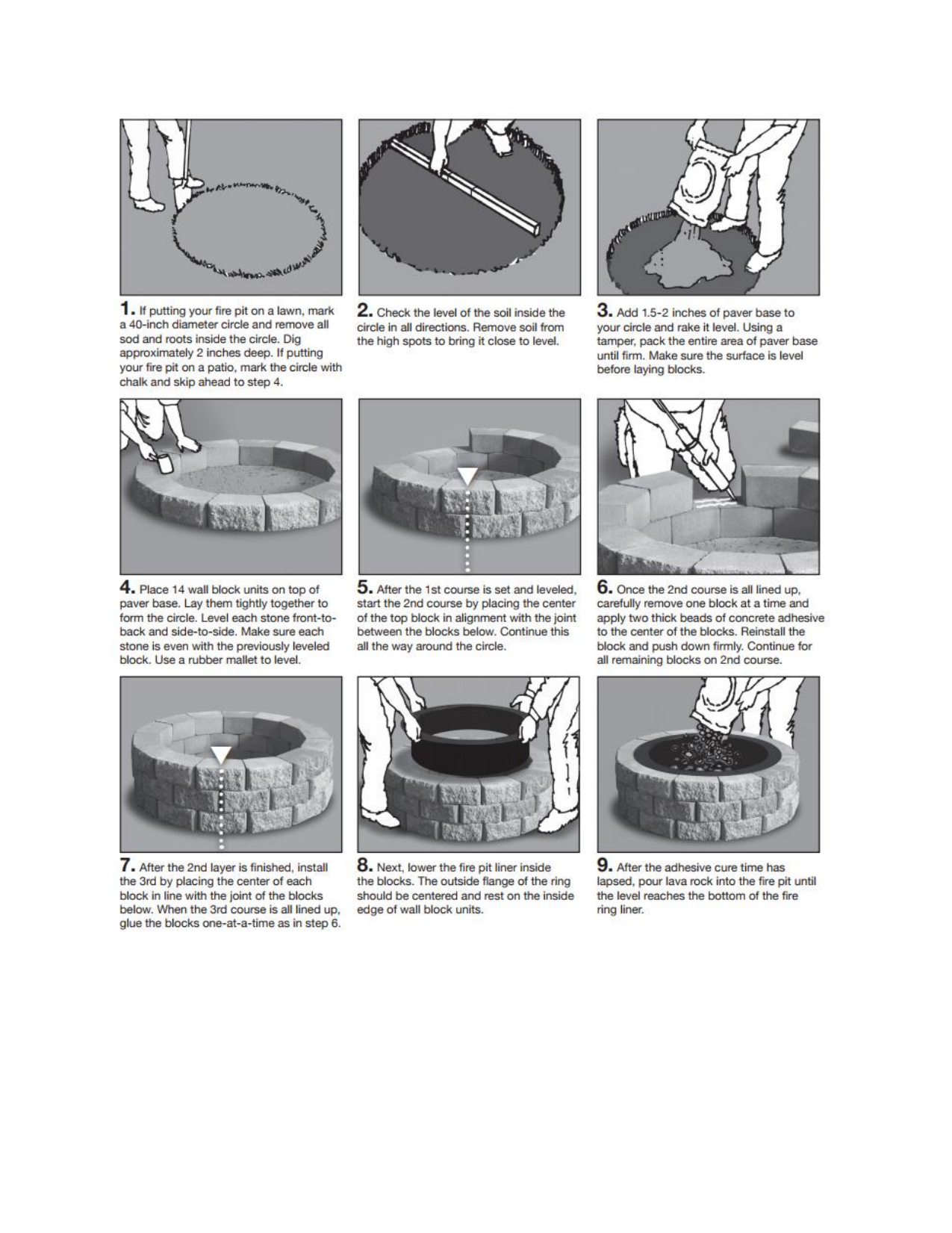 Oldcastle 70583194 Countryside 48 In, Fire Pit Installation Instructions