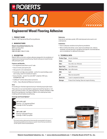 Roberts 1407 4 24p Gal Engineered Wood Flooring Glue Adhesive 24 Pail Pallet Installation Guide Roberts 1407 4 24p Gal Engineered, Roberts 1407 Flooring Adhesive