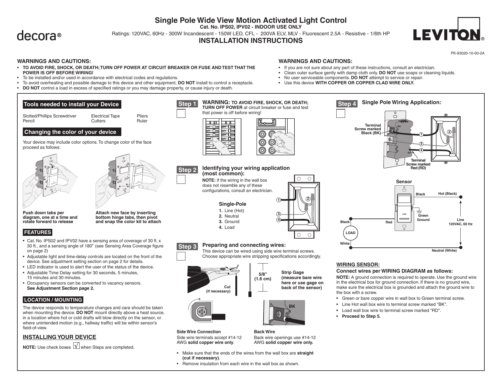 Leviton Ips02 1lb Decora Motion Sensor