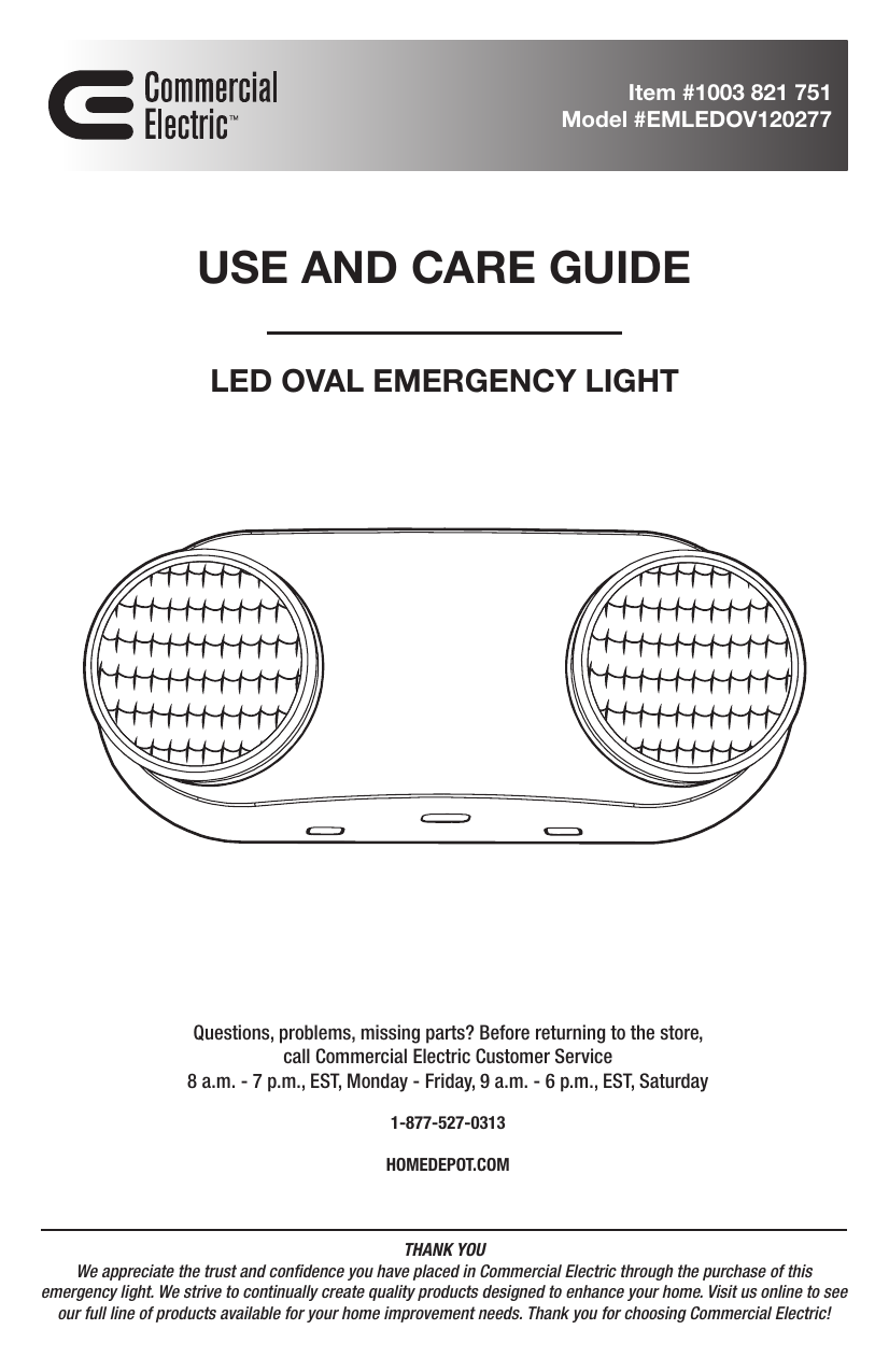 Commercial Electric Oval 11-Watt Equivalent Integrated LED White Emergency  Light with Ni-Cad 3.6-Volt Battery EMLEDOV120277 - The Home Depot