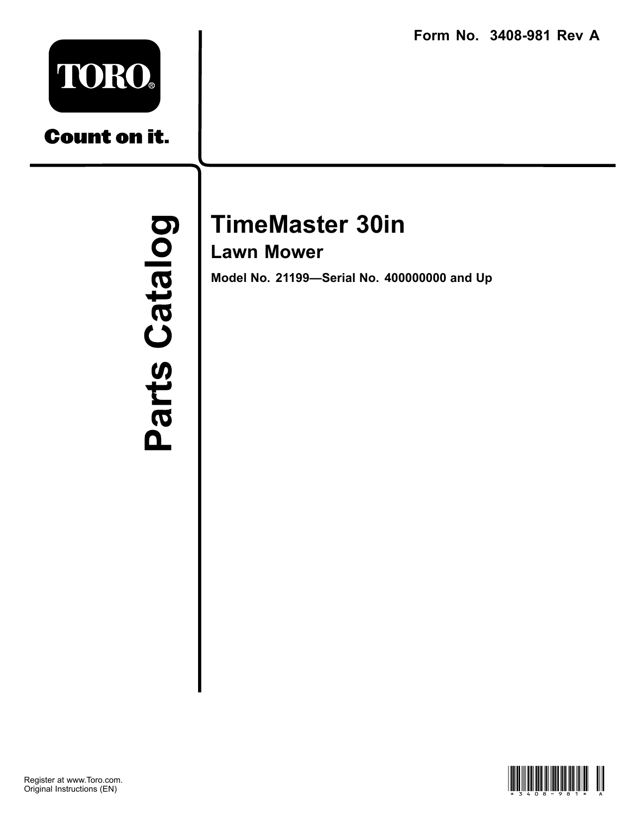 Toro timemaster 30 online parts manual