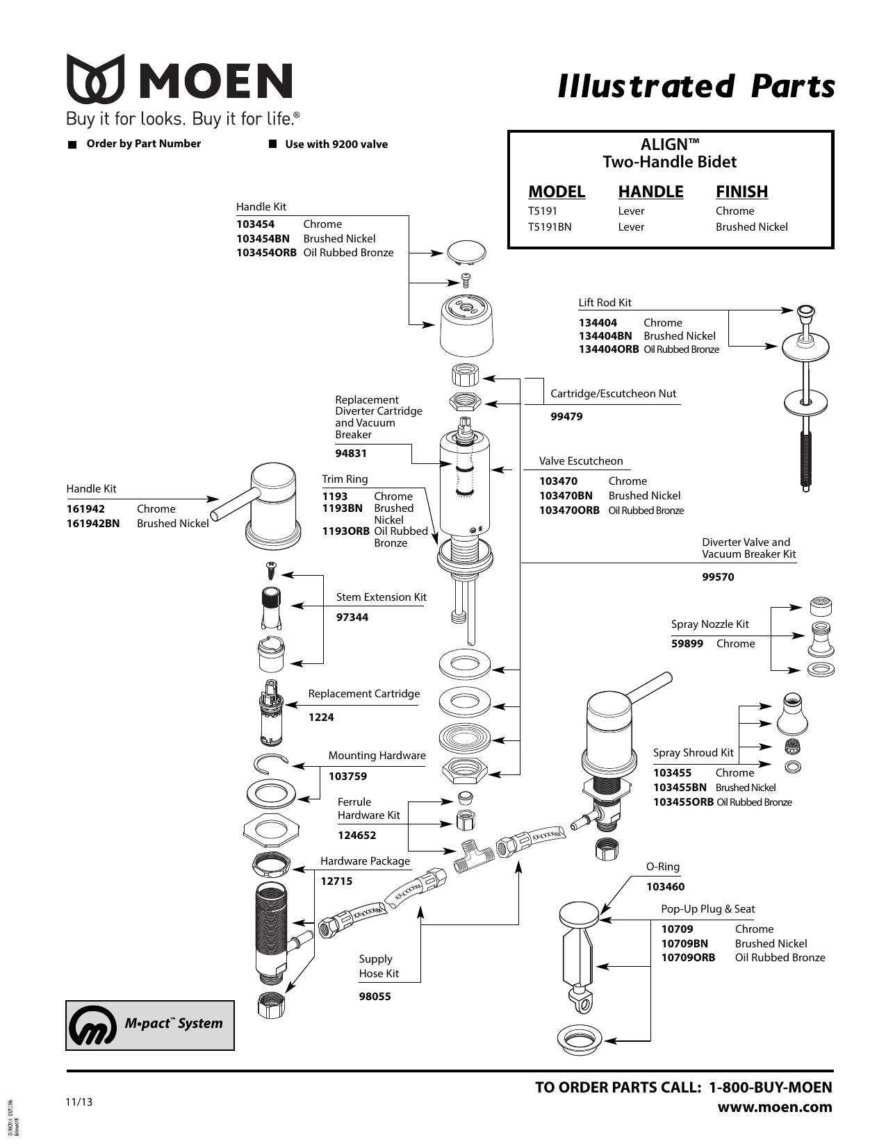 MOEN T5191 Align 2Handle Bidet Faucet Trim Kit in Chrome (Valve Not