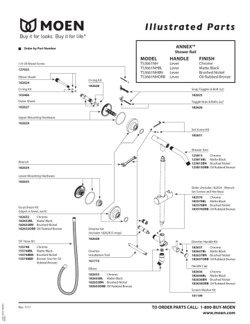 Moen Annex Shower Rail System Product information | Manualzz