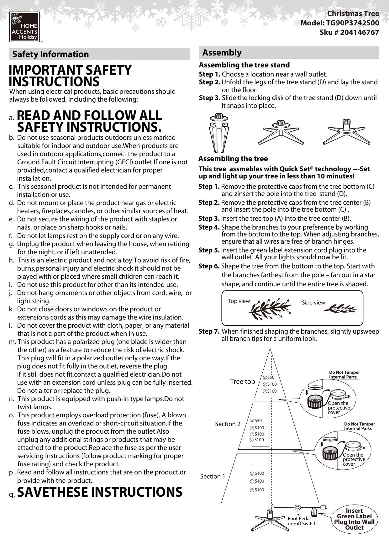 Home Accents Holiday Christmas Tree Instructions : Home Accents Holiday