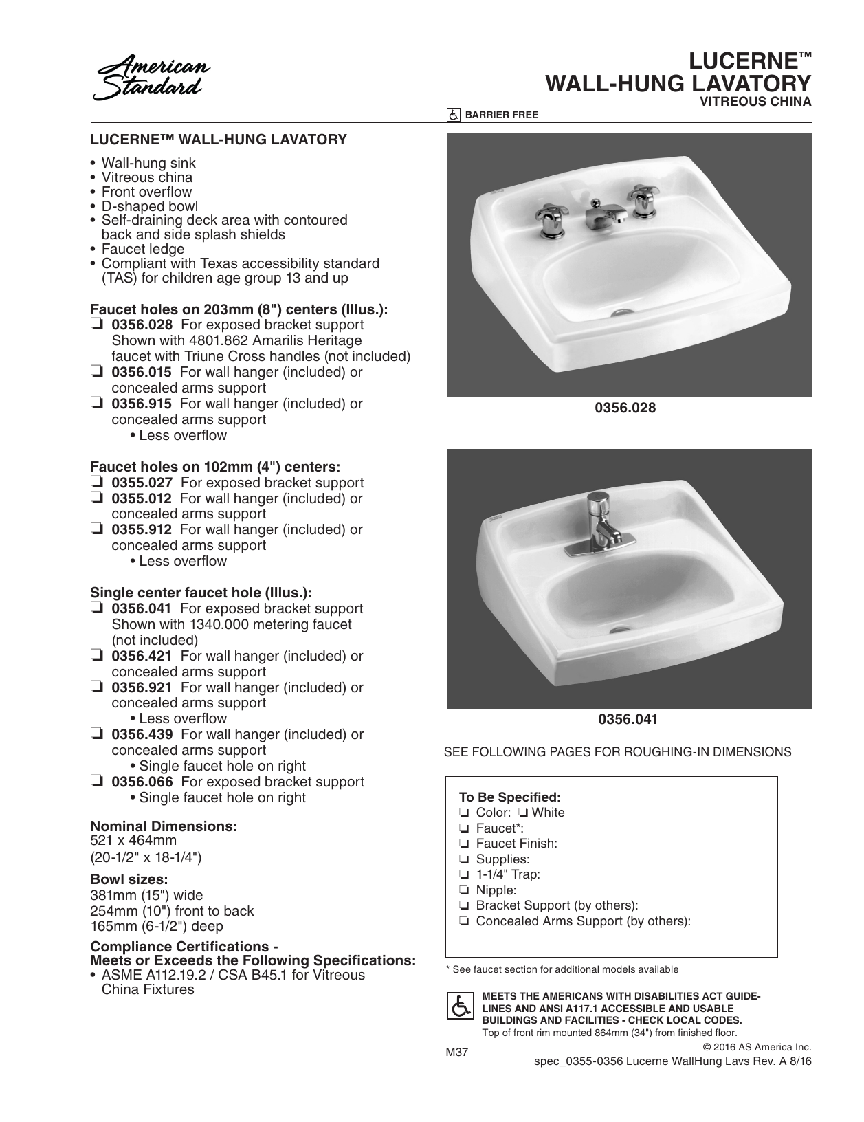 American Standard 0356028020