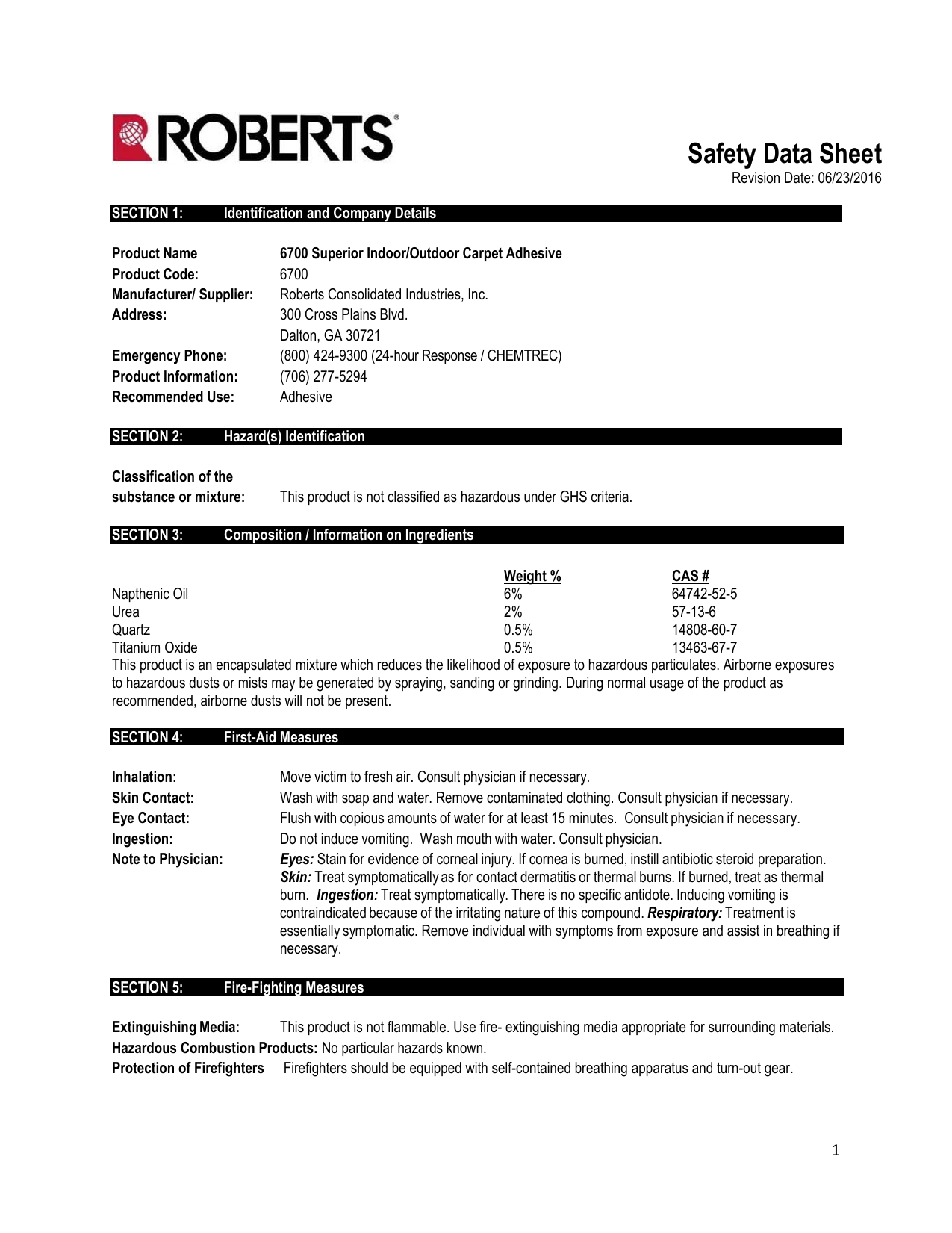 Roberts 6700 0 1 Qt Indoor Outdoor Carpet And Artificial Turf Adhesive