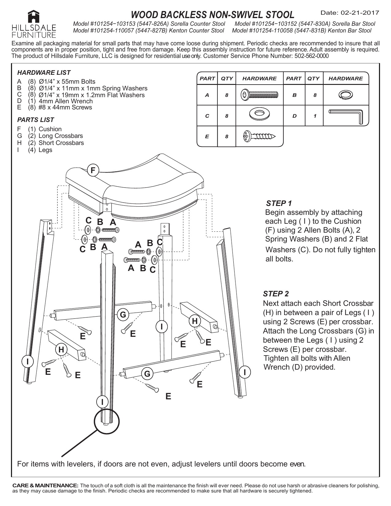 Hillsdale Furniture 4623830 Sorella Gray Non Swivel Bar Stool