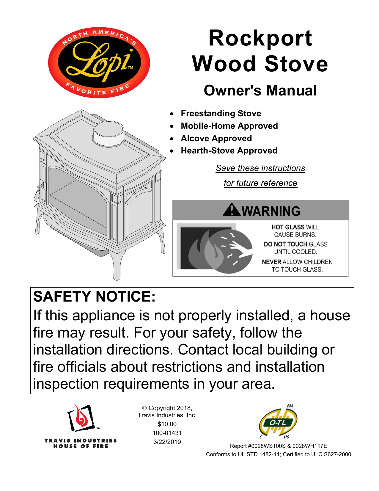 Lopi Rockport Hybrid Fyre Wood Stove Owner S Manual Manualzz