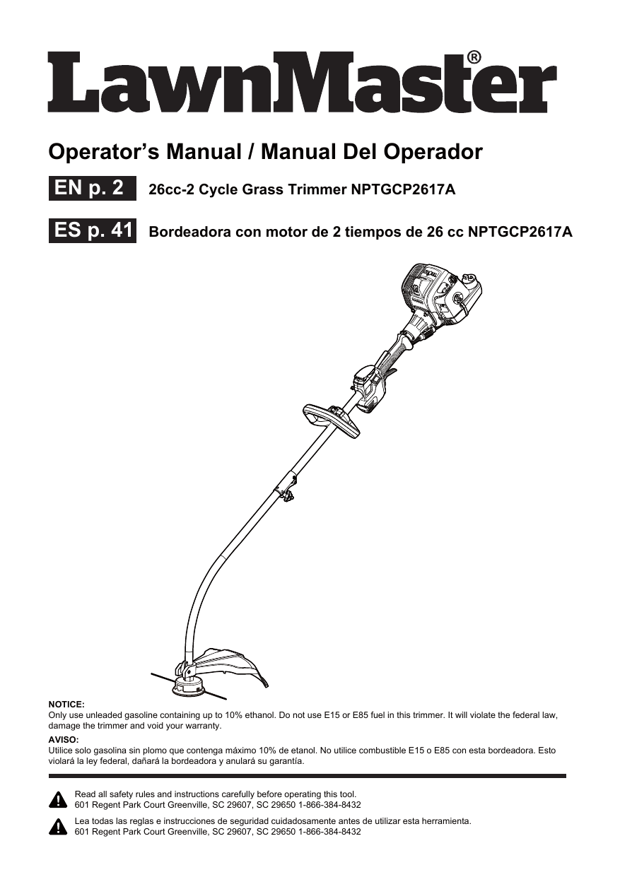 Lawnmaster NPTGCP2617A User manual Manualzz