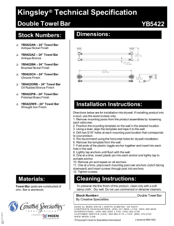 Moen Yb5422orb Yb5422ch Yb5422pb Yb5422az Yb5422an Yb5422bn Yb5422wr Manual Manualzz