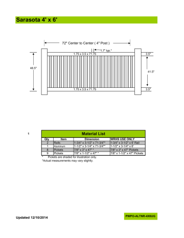 Weatherables PKPO-ALTNR-4x6 Sarasota 4 ft. H x 6 ft. W Khaki Vinyl Pool Fence Panel Instructions / Assembly | Manualzz