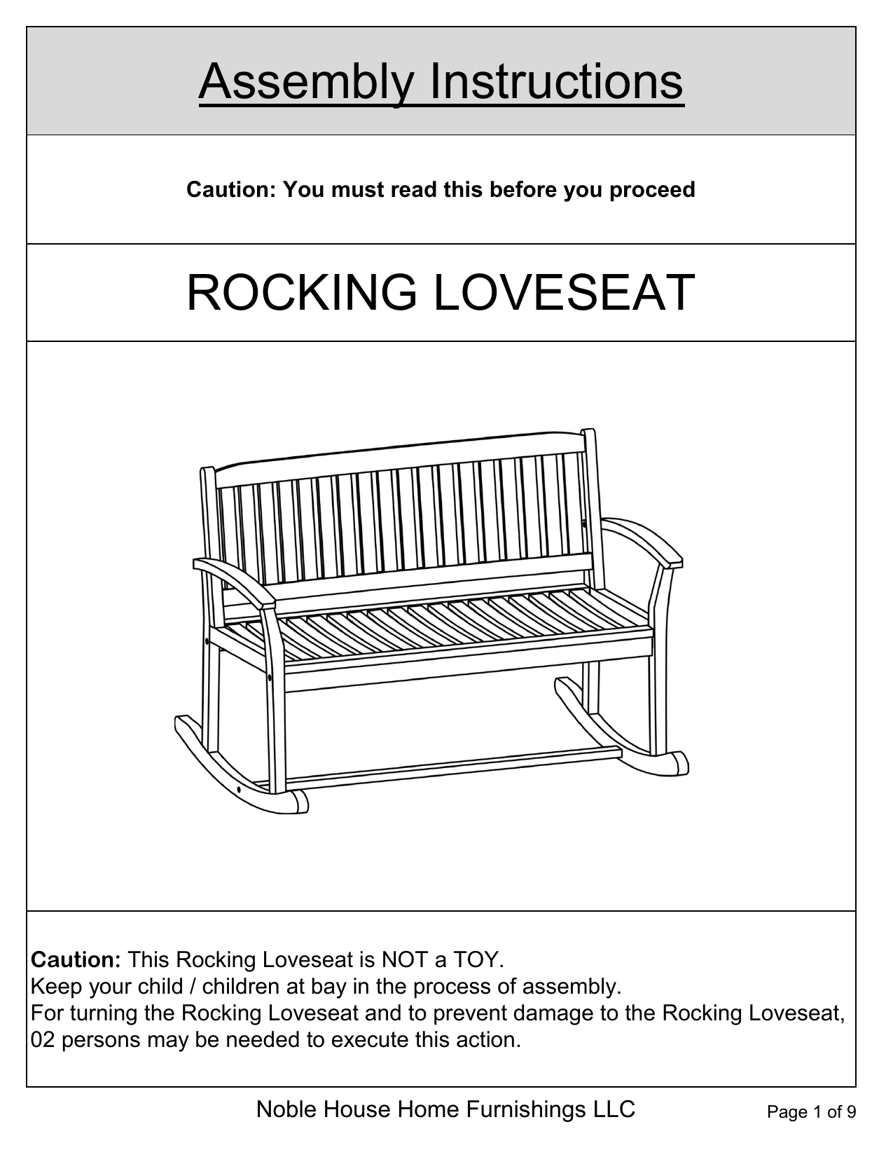 Noble House 305803 Regatta Dark Grey Wood Outdoor Rocking Chair