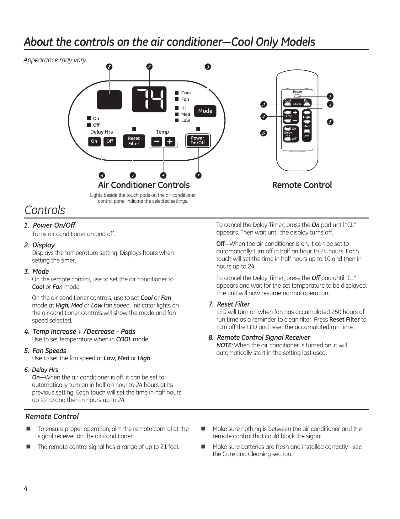 Ge Ajcq06lcg 6 600 Btu 115 Volt Built In Cool Only Thru The Wall Room Air Conditioner Use And Care Manual Manualzz