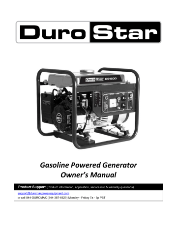 Durostar DS1500 1200-Watt Gas Powered Recoil Start CARB Approved Portable Generator Replacement Part List | Manualzz