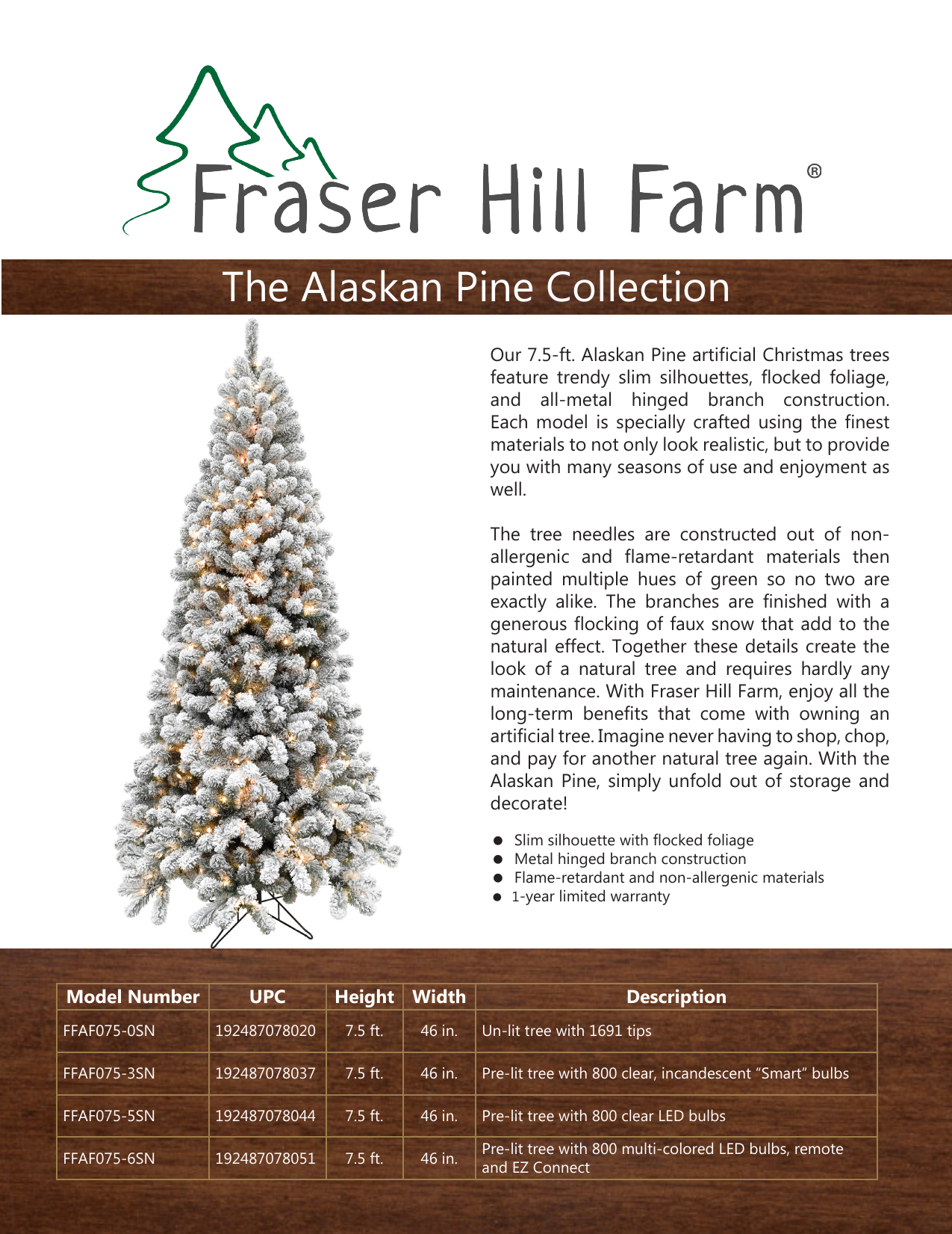 Fraser Hill Farm Ffaf075 6sn 7 5 Ft Flocked Alaskan Pine Christmas Tree With Multi Color Led String Lighting Instructions Assembly Manualzz