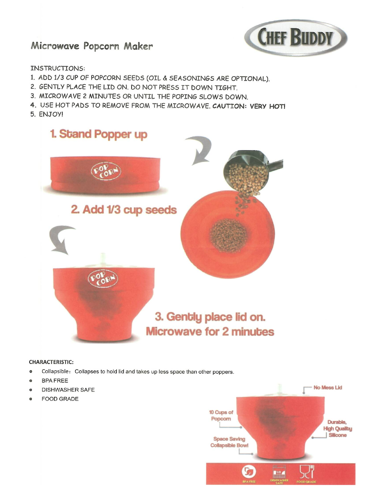 chef buddy popcorn popper