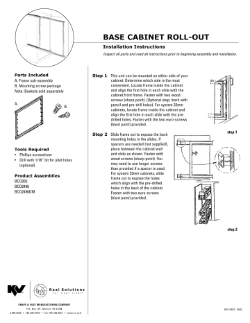 Knape & Vogt TDRO-FNW-6 Tray Divider Roll Out