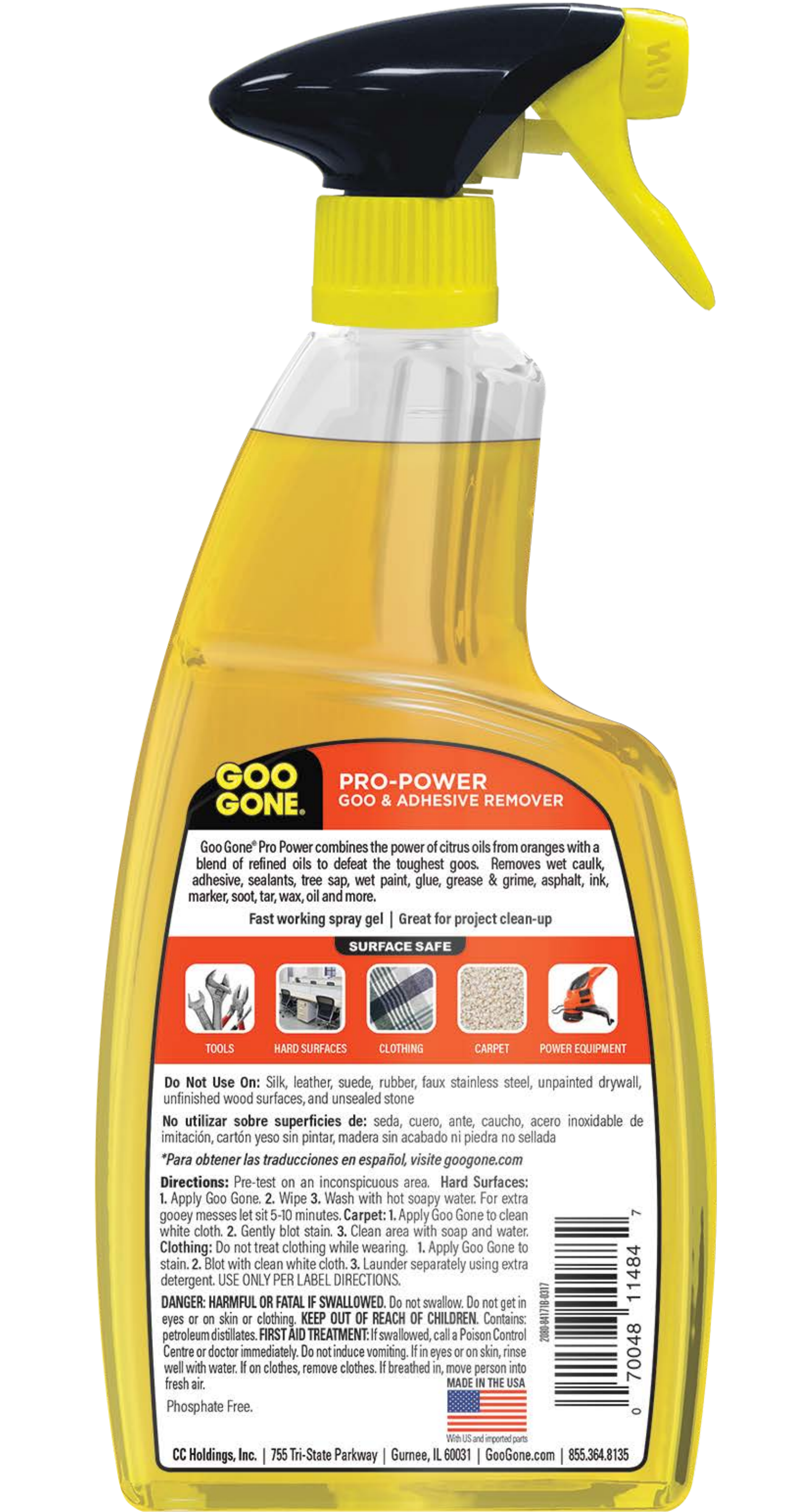 Goo Gone 2180A 24 oz. Pro-Power Adhesive Remover Spray Gel Use and Care  Manual