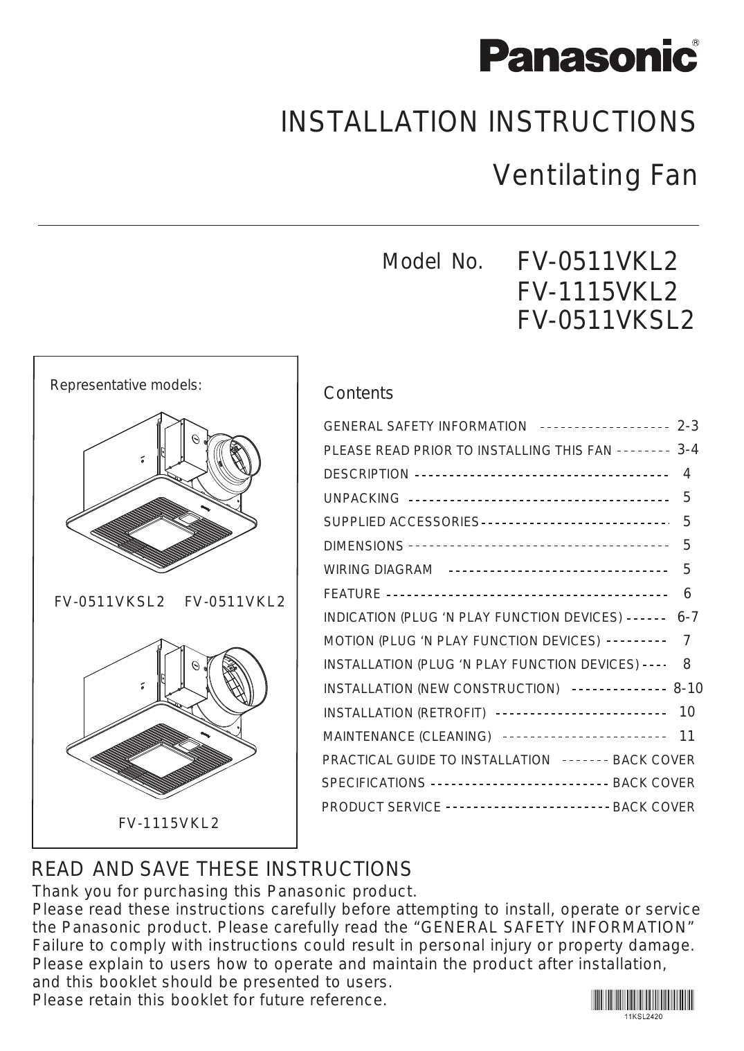 Panasonic Whisper Green Select Fv 05 11vks1 Manual - Go Green Collections