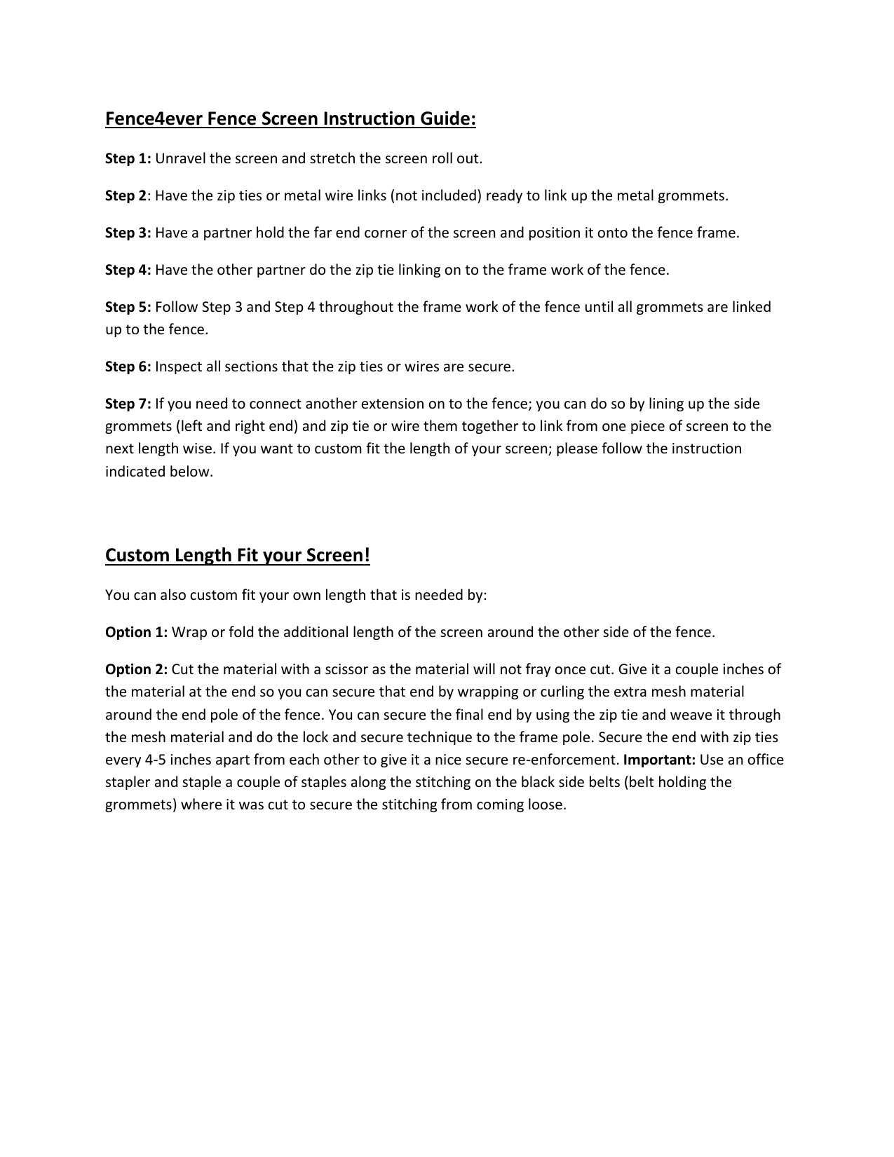 Fence4ever F4e T850fs A 93 92 In X 50 Ft Beige Privacy Fence Screen Plastic Netting Mesh Fabric Cover With Reinforced Grommets For Garden Fence Instructions Assembly Manualzz