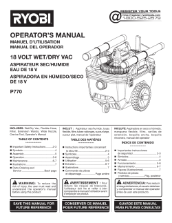 Ryobi P770 - Owner's manual, Troubleshooting guide, User guide