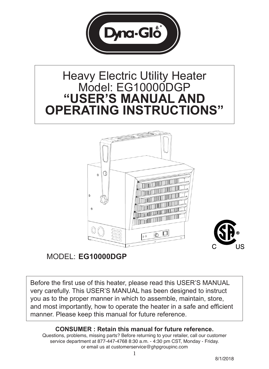 Dyna-Glo EG10000DGP Instructions | Manualzz