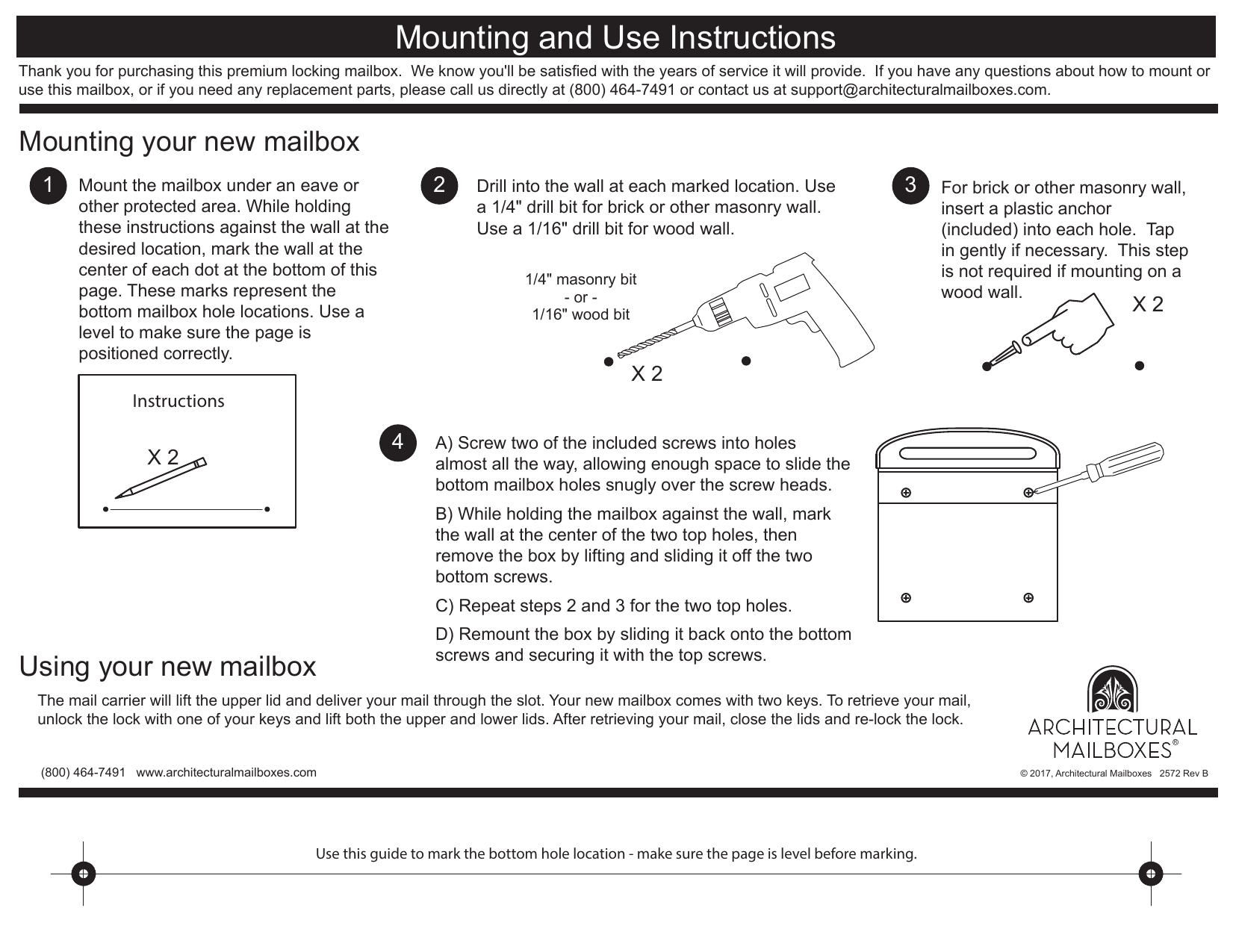 Architectural Mailboxes 2572b 10 Installation Guide Manualzz